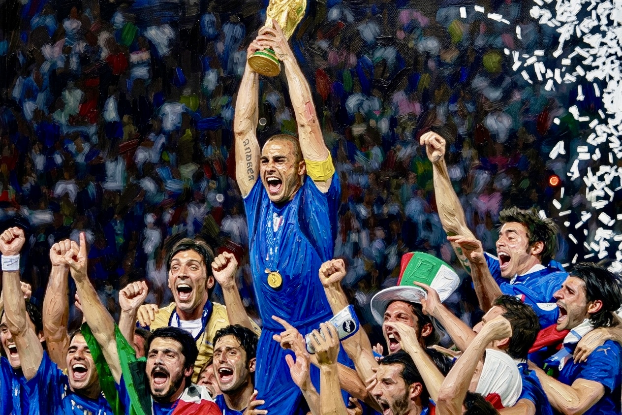 Cannavaro alza el máximo trofeo, Italia es tetracampeón.