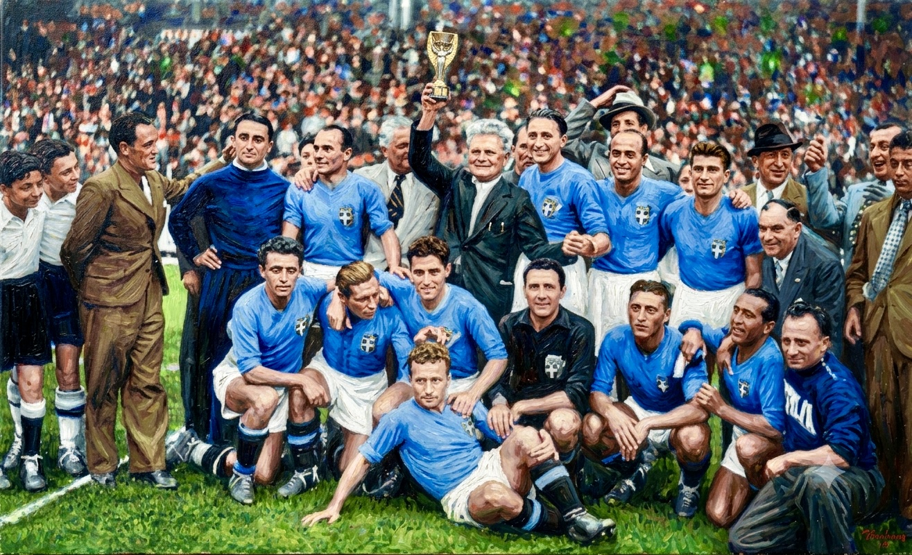 Italia celebra en Francia, fue el primer bicampeón mundial de la historia.